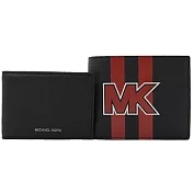 MICHAEL KORS 條紋皮革短夾-黑