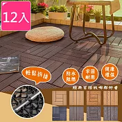 【Meric Garden】環保防水防腐拼接塑木地板(七款任選)12入/組_L型直條紋款柚木色