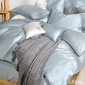 義大利La Belle《爵士典範》雙人天絲滾邊刺繡防蹣抗菌吸濕排汗兩用被床包組-白色