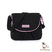 B.S.D.S冰山袋鼠 - BLACK魅惑 - 典雅拼接掀蓋式斜背包【U087-KU】芋紫黑