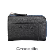 【Crocodile】鱷魚皮件 真皮皮包 荔紋系列 Easy輕巧 拉鍊 零錢包 錢包-0103-08004 黑色