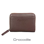 【Crocodile】鱷魚皮件 真皮皮包 荔紋系列 Easy輕巧 拉鍊 零錢包 錢包-0103-08005 咖啡色