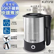 【KINYO】摺疊把手不銹鋼快煮壺/電茶壺(AS-HP70)雙電壓/旅行