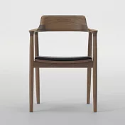 maruni Hiroshima Low 廣島扶手椅 (胡桃木、黑色皮革)