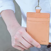 真皮革-焦糖咖啡,直式悠遊識別卡夾 識別證 識別證套 票卡夾 工作證套 (附牛皮掛繩) 皮繩顏色-焦糖咖啡