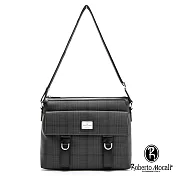 Roberto Mocali - 義大利諾貝兔必備配皮千鳥紋側背包 黑色