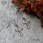 【AnnZen】《日本製 Horie》鈦愛飾品系列-純鈦耳勾式十字型耳環-銀