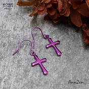 【AnnZen】《日本製 Horie》鈦愛飾品系列-純鈦耳勾式十字型耳環-粉紫