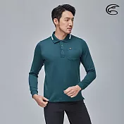 ADISI 男抑菌單向導濕WaterFree長袖POLO衫AL2021043 (M-2XL) (隔濕紗 吸濕排汗 速乾 抗菌 保暖) XL 莫藍迪藍