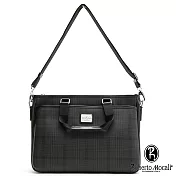 Roberto Mocali - 義大利諾貝兔職男配皮千鳥紋公事包 黑色