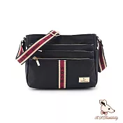 B.S.D.S冰山袋鼠 - 非常莓好 - 織帶拼接多隔層斜背包【8001-KR】 紅磚黑