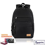 【OMNIA】買就送鑰匙包-輕旅行大容量收納款筆電後背包- 黑色