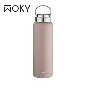 【WOKY 沃廚】提手輕芯鈦瓷易潔層保溫瓶800ml(3色可選) 奶茶色