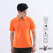 【遊遍天下】男款抗UV吸濕排汗機能格紋POLO衫(GS1017) M 桔色