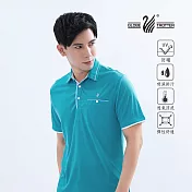 【遊遍天下】男款抗UV吸濕排汗機能格紋POLO衫(GS1017) XL 水綠