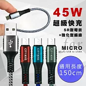 CityBoss勇固系列 for Micro USB 編織耐彎折快速充電線-150cm-2入 紅