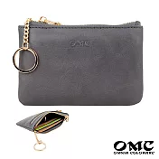 【OMC】義大利植鞣革3卡位牛皮零錢包- 灰色
