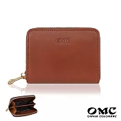 【OMC】義大利植鞣革7卡位牛皮卡片零錢包- 棕色