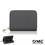 【OMC】義大利植鞣革7卡位牛皮卡片零錢包- 灰色