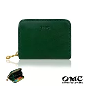 【OMC】義大利植鞣革7卡位牛皮卡片零錢包- 綠色