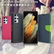 MyStyle for 三星 Samsung Galaxy S21 Ultra 期待雙搭支架側翻皮套 黑咖