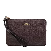 COACH 素面皮革手拿包-咖啡