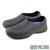 【GREEN PHOENIX】男 工作鞋 雨鞋 廚師鞋 一體成型 蜂巢紋 防水 防穿刺 台灣製 EU39 黑色