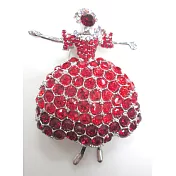 BILLY KING 貝麗晶 【天鵝湖芭蕾舞者系列-24】(BK224銀色-紅鑽) 大芭蕾舞者水晶鑽二用胸針