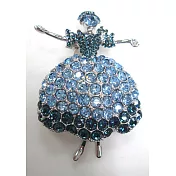 BILLY KING 貝麗晶 【天鵝湖芭蕾舞者系列-31】(BK231銀色-藍鑽) 大芭蕾舞者水晶鑽二用胸針