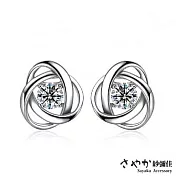 【Sayaka紗彌佳】925純銀無微不至的愛玫瑰花鑲鑽造型耳環 -單一規格