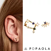 PD PAOLA 西班牙時尚潮牌 金色耳環 彩鑽星座耳環 925純銀鑲18K金 雙子座