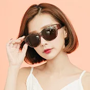 【ALEGANT】經典亞麻棕色豹紋圓框全罩式寶麗來偏光墨鏡/外掛式UV400太陽眼鏡/包覆套鏡