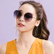 【ALEGANT】透視感果凍雪絨藍金框設計墨鏡/UV400太陽眼鏡