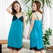 【Wonderland】夏日狂想曲冰絲睡衣 F 藍色