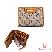 Roberto Mocali - 義大利諾貝兔12卡1照拉錬口袋對折短夾 棕色