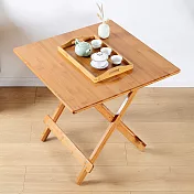 《DR.MANGO》天然楠竹免安裝可調節高度折疊式方桌/餐桌/摺疊桌(90CM) 棕色