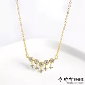 【Sayaka紗彌佳】925純銀輕奢感典雅氣質流蘇鑲鑽造型項鍊 -金色