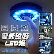 智能磁吸三色切換LED燈(2入組) 藍白*2