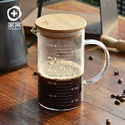 【悶蒸十五】附刻度耐熱玻璃咖啡公杯量壺(附天然竹蓋)-500ml