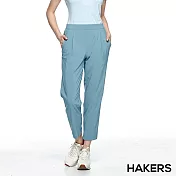 【HAKERS 哈克士】女 親膚抗UV彈性快乾九分褲(薄霧藍/深淵藍 二色可選) XL 薄霧藍