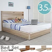 《Homelike》宮野日式床組-單人3.5尺(二色) 單人床台 單人床 床頭片 附插座 梧桐木