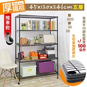【居家cheaper】厚鐵框五層收納推車 45X120X246CM 鐵架/波浪架/層架/置物架/儲藏架/貨架/耐重鐵架