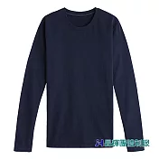 【男人幫大尺碼】長袖15色素面T恤棉質領口加厚 180克/ 碼重320g(T5244) XS 丈青