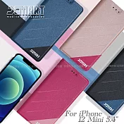 Xmart for iPhone 12 Mini 5.4吋 完美拼色磁扣皮套 桃
