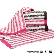 【MORINO摩力諾】美國棉抗菌防臭亮彩直紋毛巾5入組 無 蜜桃紅