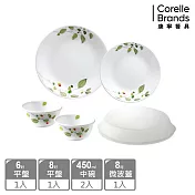 【美國康寧 CORELLE】超值5件式餐具組- 綠野微風