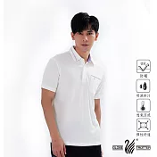 【遊遍天下】男款格紋抗UV吸濕排汗POLO衫(GS1011) L 白色