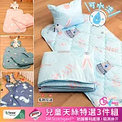 《Embrace英柏絲》萊賽爾 吸濕排汗 兒童三件組 鋪棉床墊+涼被+童枕 幼兒園午睡必備(多色任選)  白兔與熊