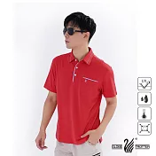 【遊遍天下】男款格紋抗UV吸濕排汗POLO衫(GS1011) M 紅色
