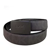 MICHAEL KORS滿版LOGO霧金屬釦頭雙面皮帶-咖啡/黑